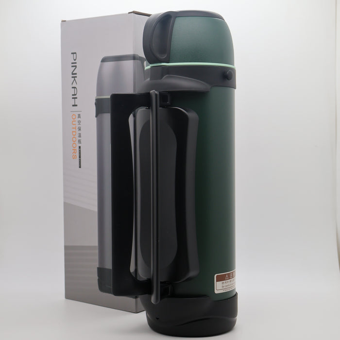 Pinkah 1.9mL Stainless Steel X- Large Coffe Thermoses For Travel Insulated Water Vacuum Bottle With Plastic Cup Hiking