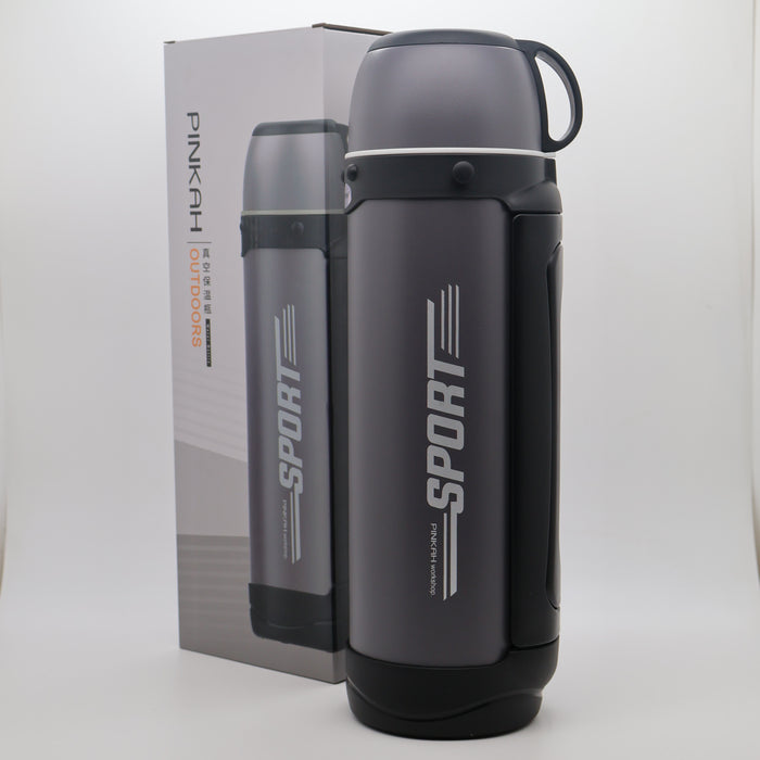 Pinkah 1.9mL Stainless Steel X- Large Coffe Thermoses For Travel Insulated Water Vacuum Bottle With Plastic Cup Hiking