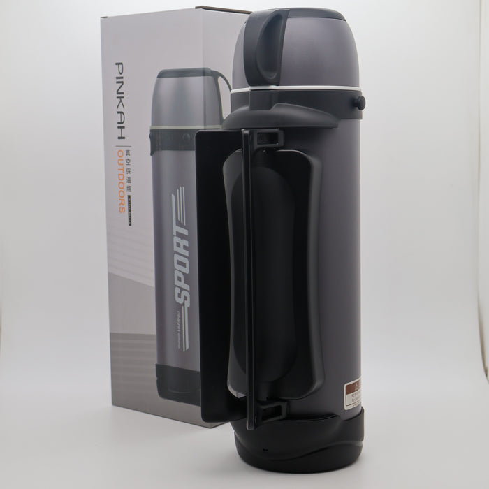 Pinkah 1.9mL Stainless Steel X- Large Coffe Thermoses For Travel Insulated Water Vacuum Bottle With Plastic Cup Hiking