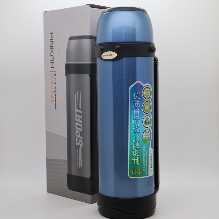 Pinkah 1.9mL Stainless Steel X- Large Coffe Thermoses For Travel Insulated Water Vacuum Bottle With Plastic Cup Hiking