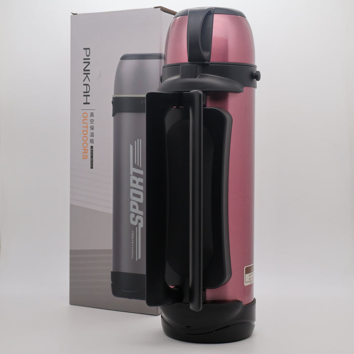 Pinkah 1.9mL Stainless Steel X- Large Coffe Thermoses For Travel Insulated Water Vacuum Bottle With Plastic Cup Hiking