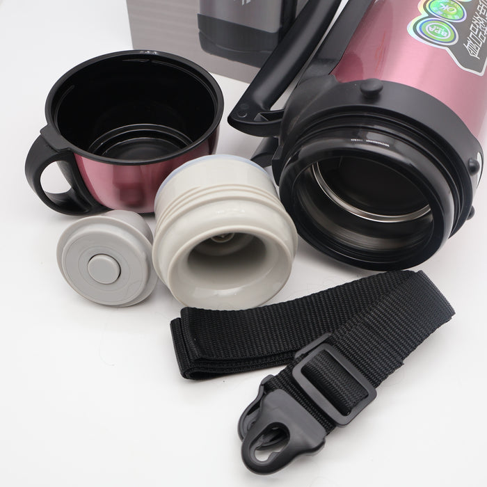 Pinkah 1.9mL Stainless Steel X- Large Coffe Thermoses For Travel Insulated Water Vacuum Bottle With Plastic Cup Hiking