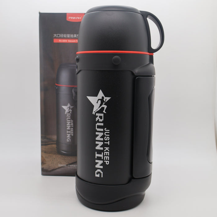 Pinkah 1.2mL Stainless Steel Medium Coffe Thermoses For Travel Insulated Water Vacuum Bottle With Plastic Cup Hiking
