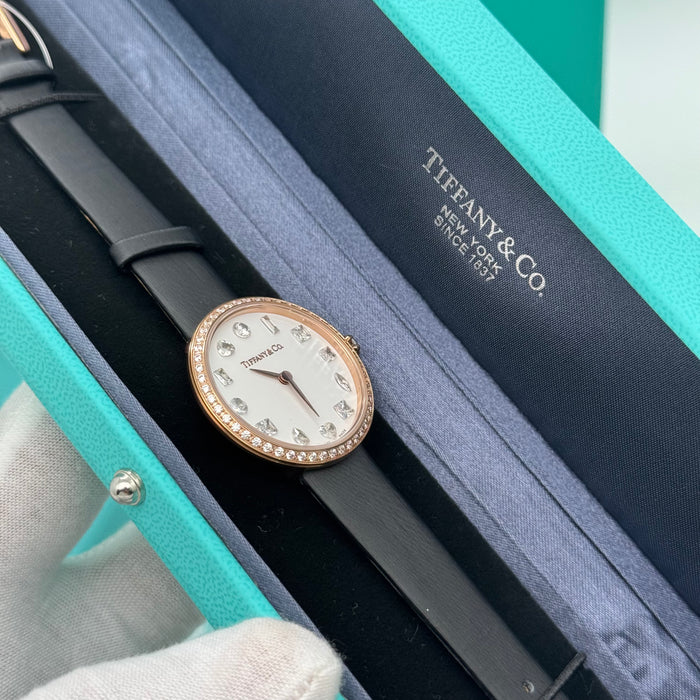 Tiffany & Co. Cocktail Oval Diamond Bezel Women’s Watch – White Dial, Rose Gold Case