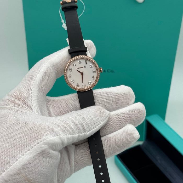 Tiffany & Co. Cocktail Oval Diamond Bezel Women’s Watch – White Dial, Rose Gold Case