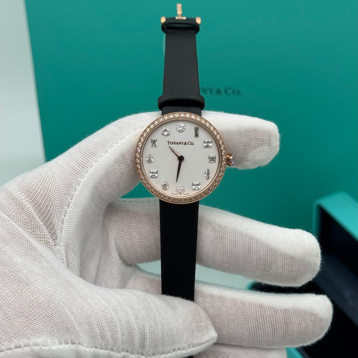 Tiffany & Co. Cocktail Oval Diamond Bezel Women’s Watch – White Dial, Rose Gold Case