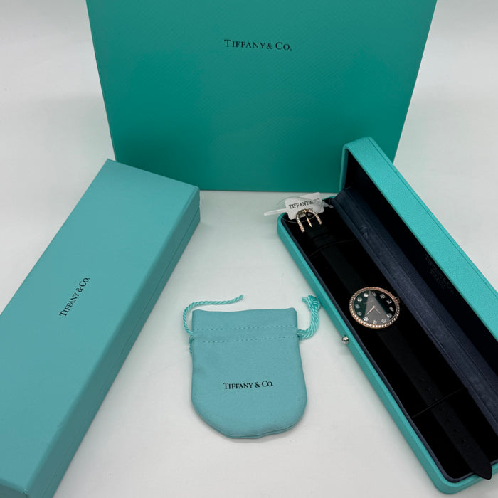 Tiffany & Co. Cocktail Oval Diamond Bezel Women’s Watch – Black Dial, Rose Gold Case