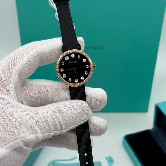 Tiffany & Co. Cocktail Oval Diamond Bezel Women’s Watch – Black Dial, Rose Gold Case