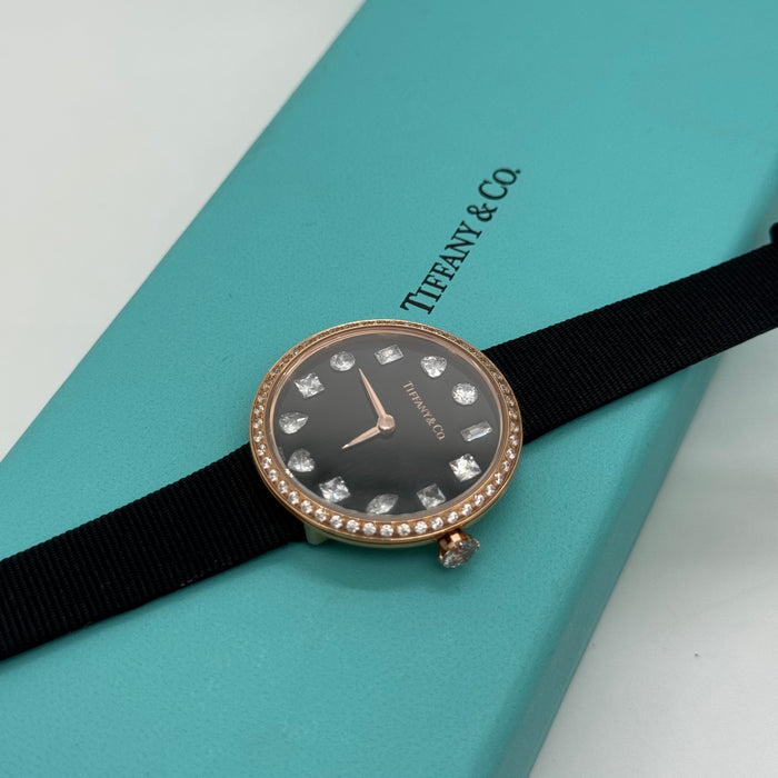 Tiffany & Co. Cocktail Oval Diamond Bezel Women’s Watch – Black Dial, Rose Gold Case