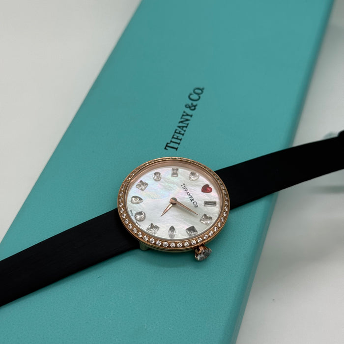 Tiffany & Co. Cocktail Oval Diamond Bezel Women’s Watch – White Mother-of-Pearl Dial with Red Heart