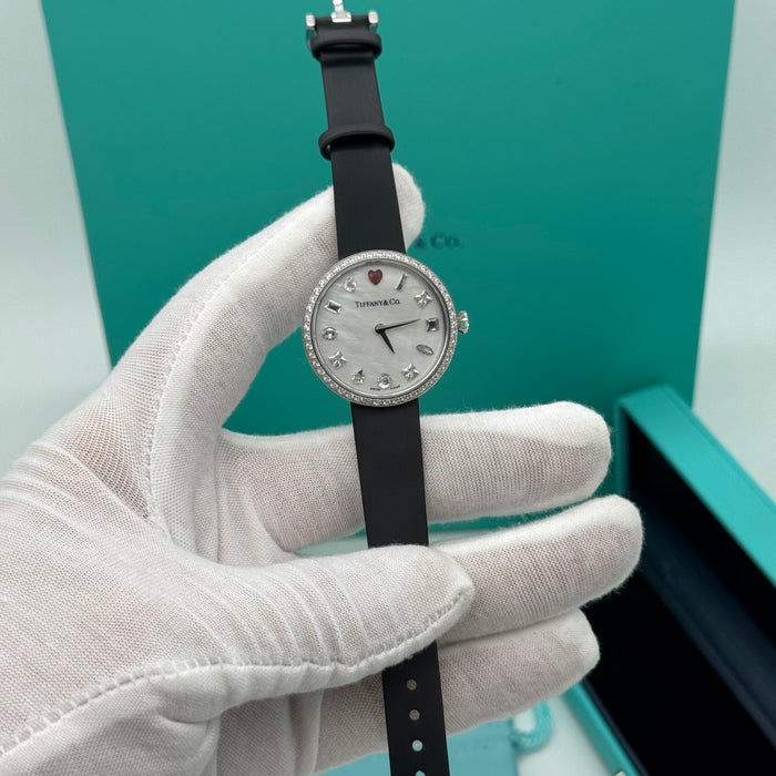 Tiffany & Co. Cocktail Oval Diamond Bezel Women’s Watch – White Dial with Red Heart