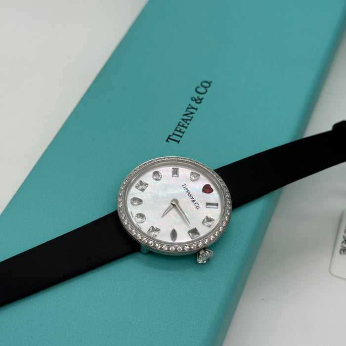 Tiffany & Co. Cocktail Oval Diamond Bezel Women’s Watch – White Dial with Red Heart