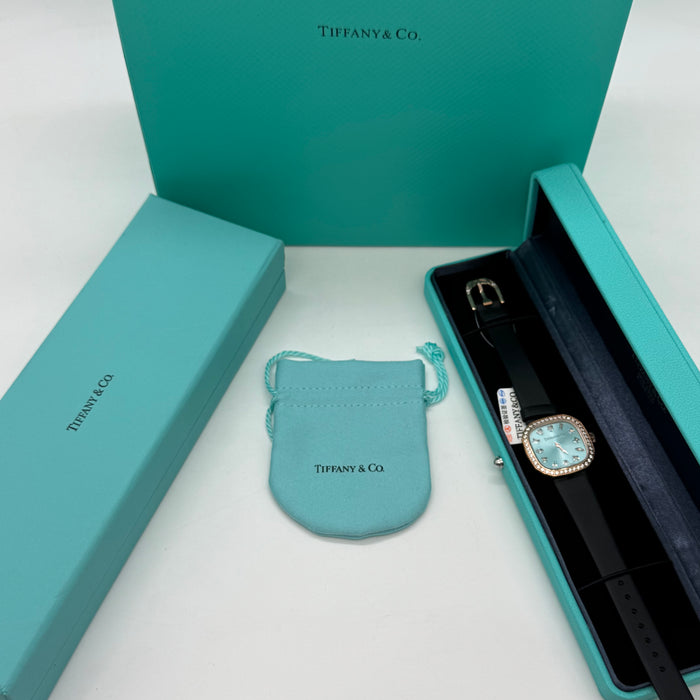 Tiffany & Co. Cushion Diamond Bezel Watch – Tiffany Blue Dial in Rose Gold