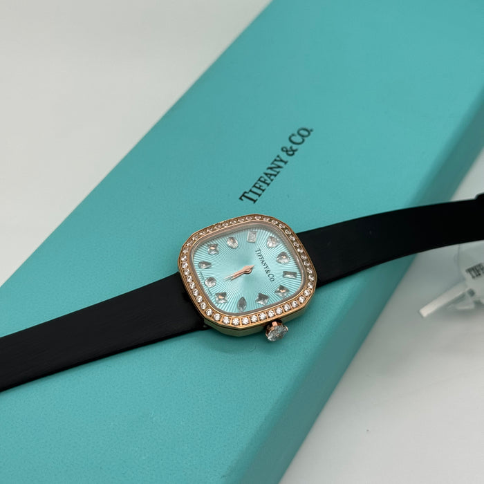 Tiffany & Co. Cushion Diamond Bezel Watch – Tiffany Blue Dial in Rose Gold