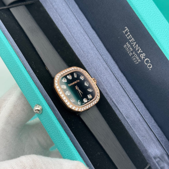 Tiffany & Co. Cushion Black Dial Diamond Bezel Women’s Watch