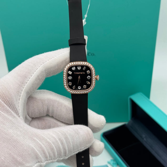 Tiffany & Co. Cushion Black Dial Diamond Bezel Women’s Watch