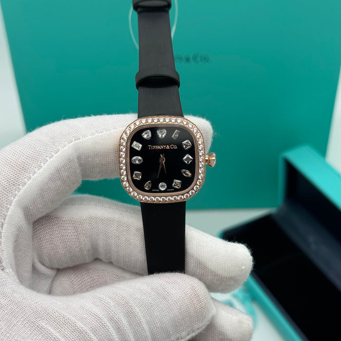 Tiffany & Co. Cushion Black Dial Diamond Bezel Women’s Watch