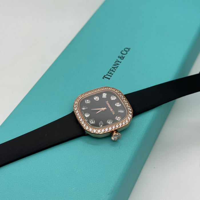 Tiffany & Co. Cushion Black Dial Diamond Bezel Women’s Watch