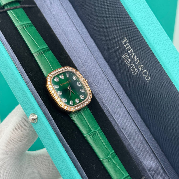 Tiffany & Co. Cushion Green Dial Diamond Bezel Women’s Watch