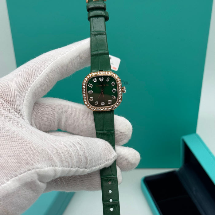 Tiffany & Co. Cushion Green Dial Diamond Bezel Women’s Watch