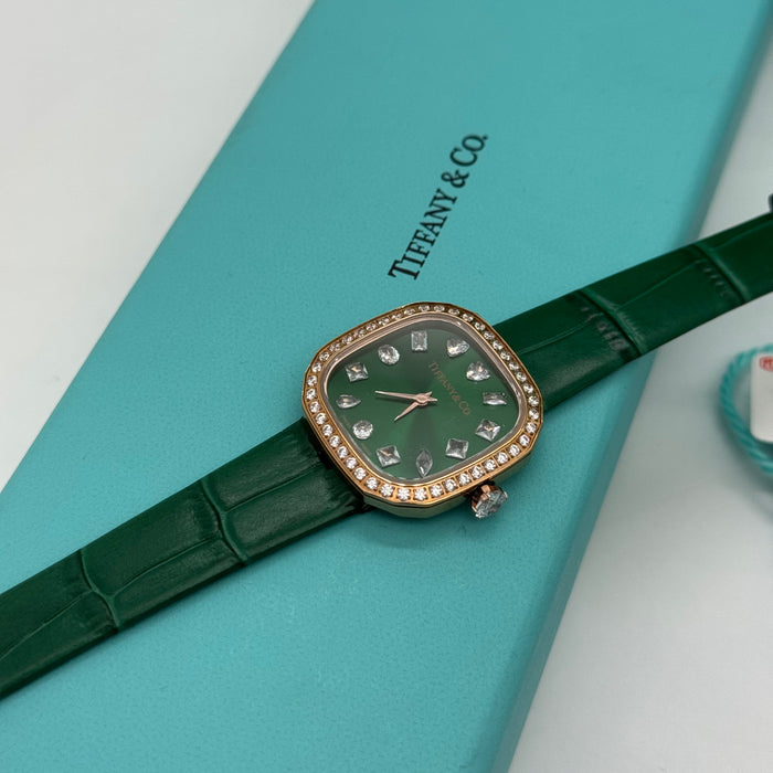 Tiffany & Co. Cushion Green Dial Diamond Bezel Women’s Watch