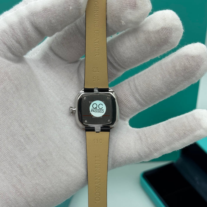 Tiffany & Co. Cushion Black Dial Diamond Bezel Silver Women’s Watch