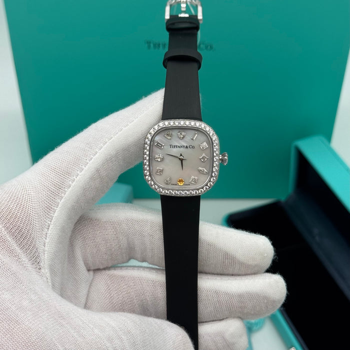 Tiffany & Co. Square Ladies Watch – Mother of Pearl Dial with Diamond Markers