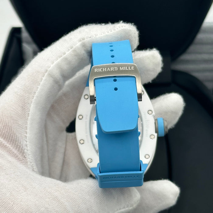 Richard Mille RM055 Bubba Watson White Ceramic Blue Strap – Swiss Super Clone Skeleton Automatic