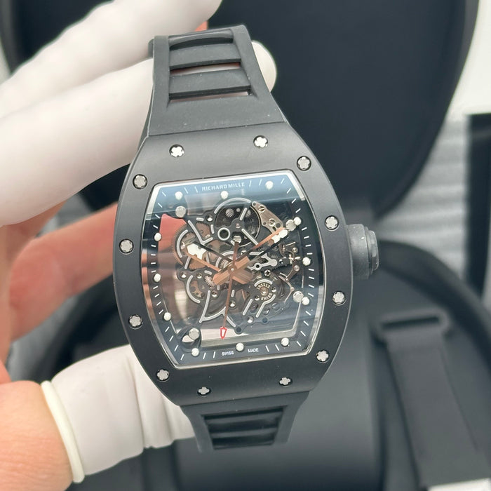Richard Mille RM055 Bubba Watson Black Edition Skeleton Watch – Matte Black Case with Black Rubber Strap