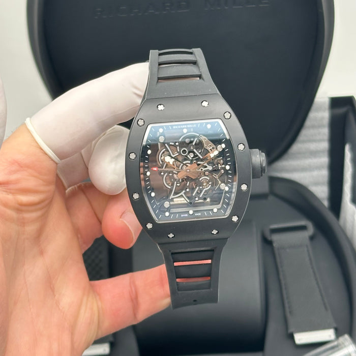 Richard Mille RM055 Bubba Watson Black Edition Skeleton Watch – Matte Black Case with Black Rubber Strap