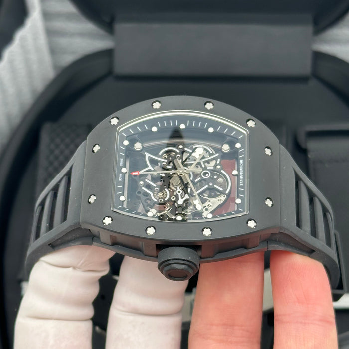 Richard Mille RM055 Bubba Watson Black Edition Skeleton Watch – Matte Black Case with Black Rubber Strap