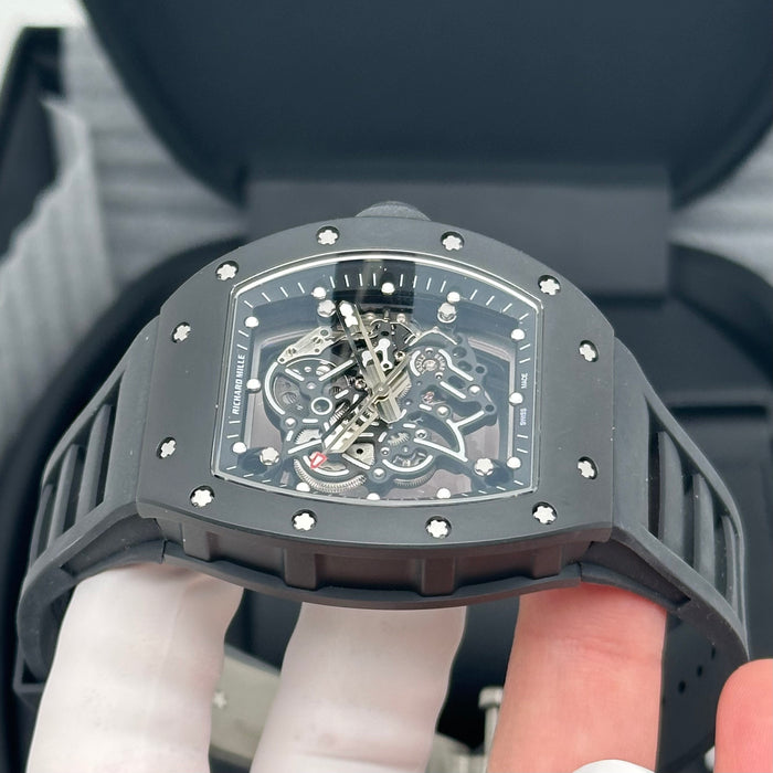 Richard Mille RM055 Bubba Watson Black Edition Skeleton Watch – Matte Black Case with Black Rubber Strap