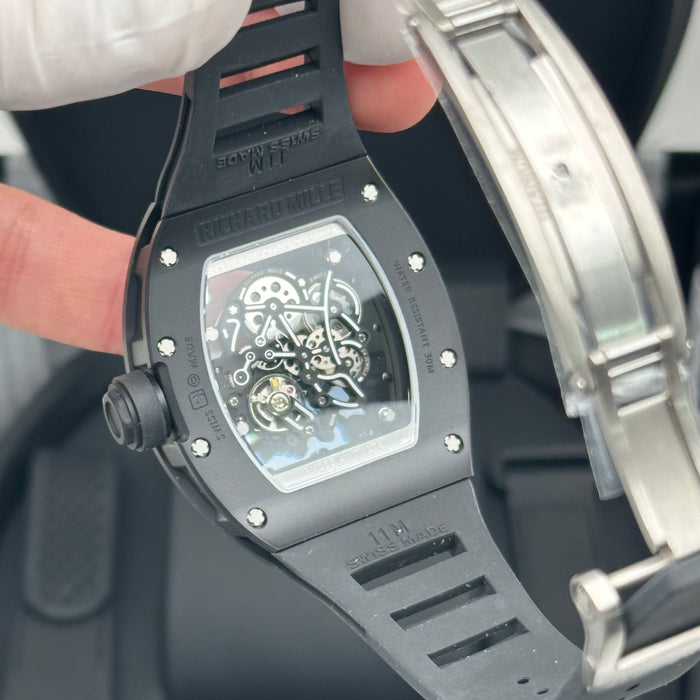Richard Mille RM055 Bubba Watson Black Edition Skeleton Watch – Matte Black Case with Black Rubber Strap