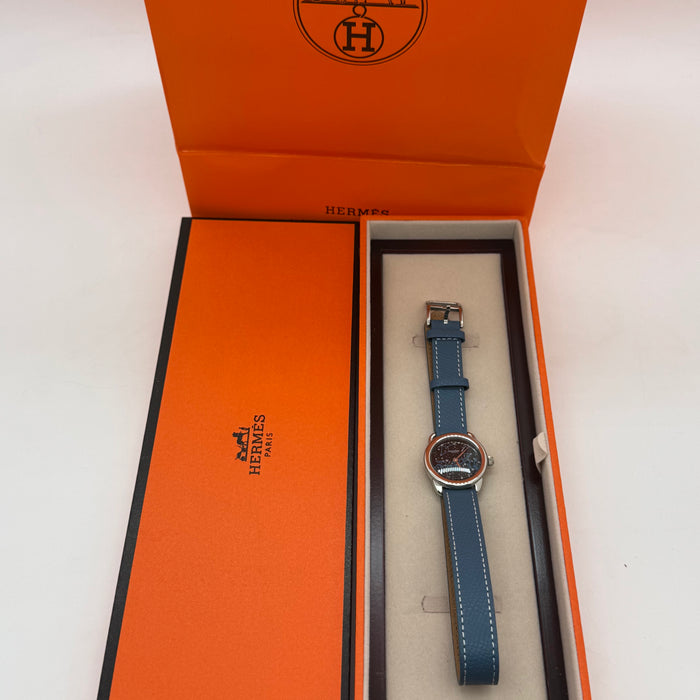 Hermès Arceau Petite Lune Constellation Watch – Blue Leather Strap