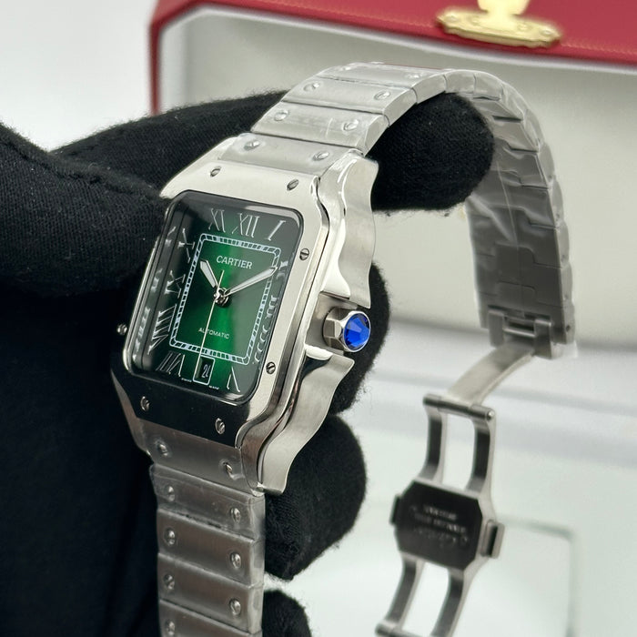 Cartier Santos de Cartier  Silver Green Dial Automatic 40mm