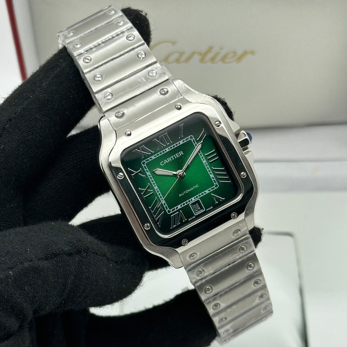 Cartier Santos de Cartier  Silver Green Dial Automatic 40mm