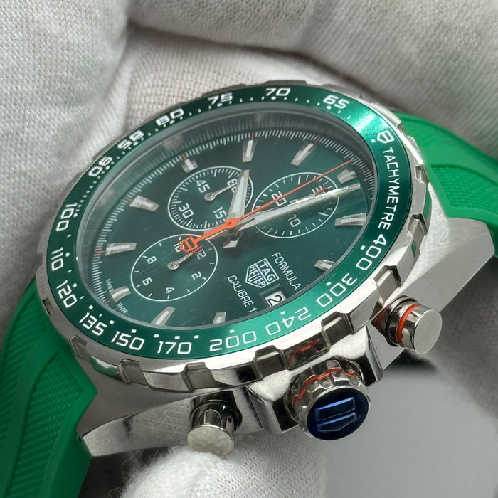 TAG Heuer Formula 1 Calibre 16 Chronograph Men’s Watch – Green Dial & Rubber Strap