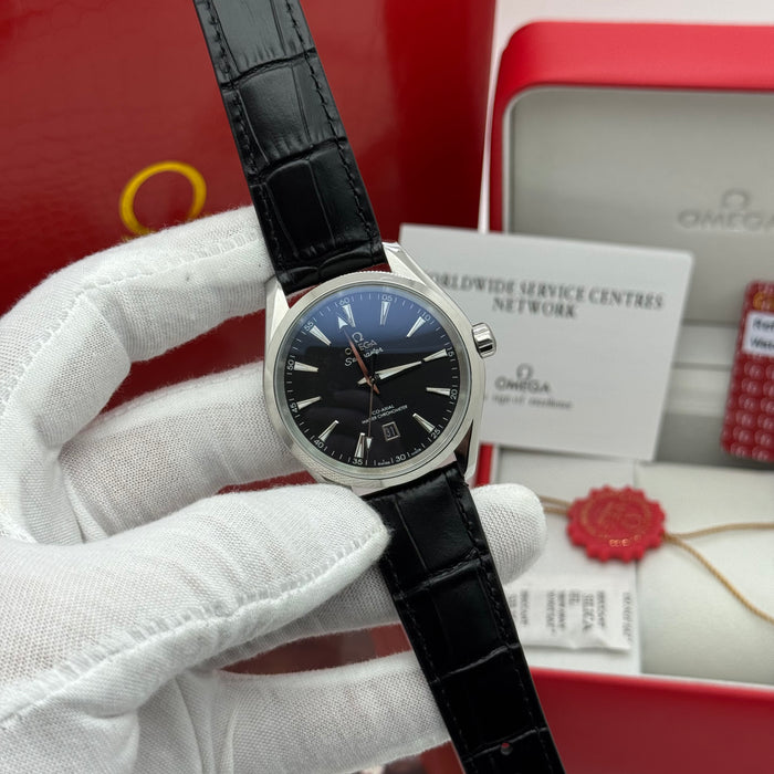 Omega Seamaster Aqua Terra 150M Co-Axial Master Chronometer 41mm Black Dial on Leather Strap