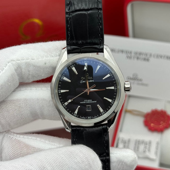 Omega Seamaster Aqua Terra 150M Co-Axial Master Chronometer 41mm Black Dial on Leather Strap