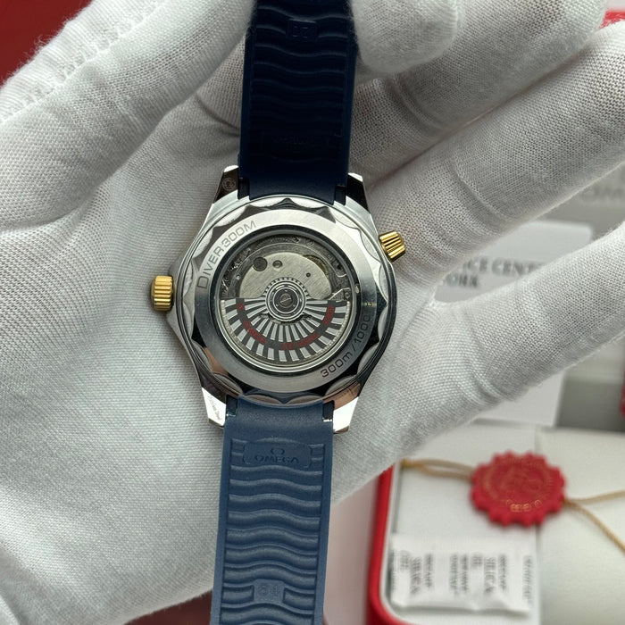 Omega Seamaster Diver 300M Co-Axial Master Chronometer 42mm Steel & Yellow Gold Blue Dial