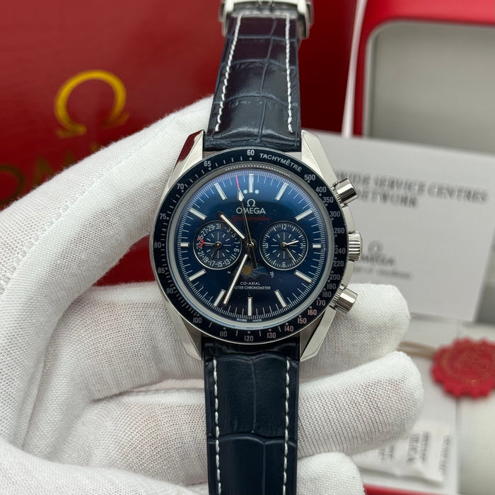 Omega Speedmaster Moonphase Co-Axial Master Chronometer Chronograph 44.25mm Blue Dial