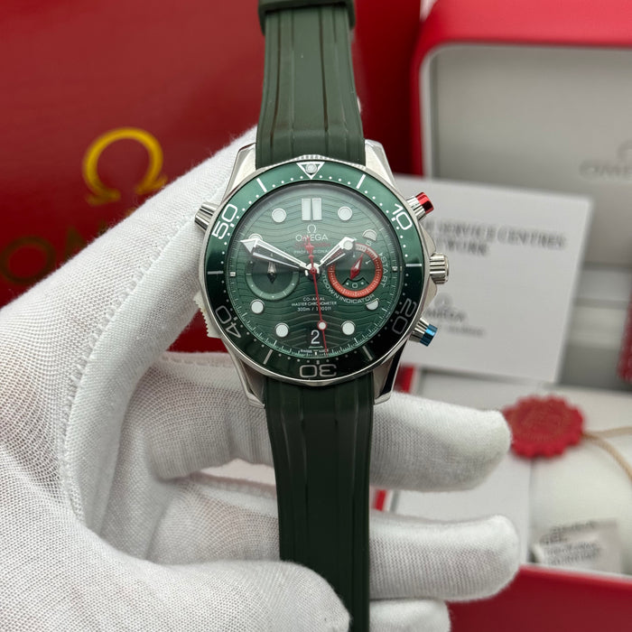 Omega Seamaster Diver 300M Co-Axial Master Chronometer Chronograph 44mm Green Ceramic