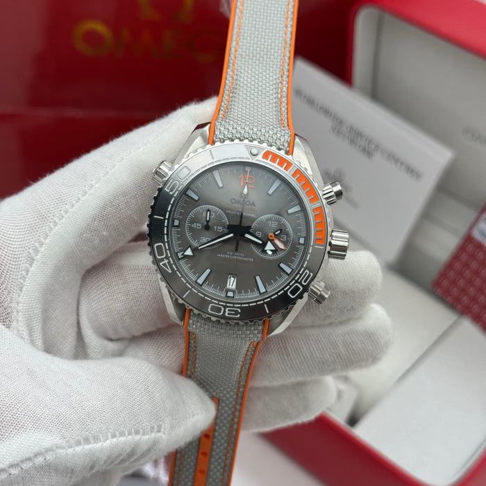 Omega Seamaster Planet Ocean Chronograph 45.5mm – Grey Dial, Orange & Silver Bezel