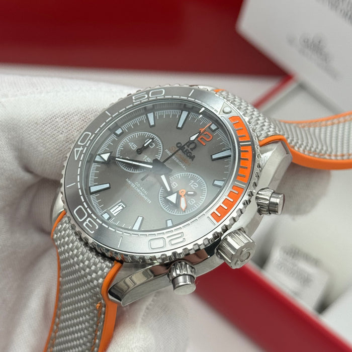Omega Seamaster Planet Ocean Chronograph 45.5mm – Grey Dial, Orange & Silver Bezel