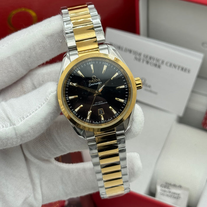 Omega Seamaster Co-Axial Master Chronometer Two-Tone Watch - Black Dial