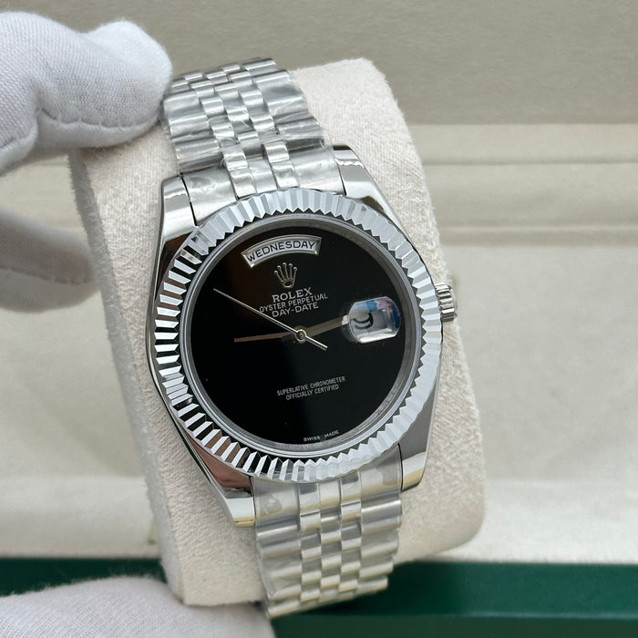 Rolex Day-Date Silver Black Dial 40 mm