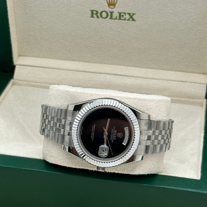 Rolex Day-Date Silver Black Dial 40 mm