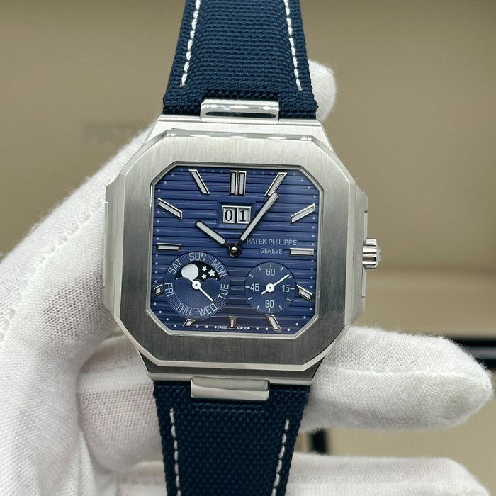 Patek Philippe Nautilus TV Screen – Blue Dial – Fabric Sport Strap – Moonphase Annual Calendar – Swiss Super Clone 1:1
