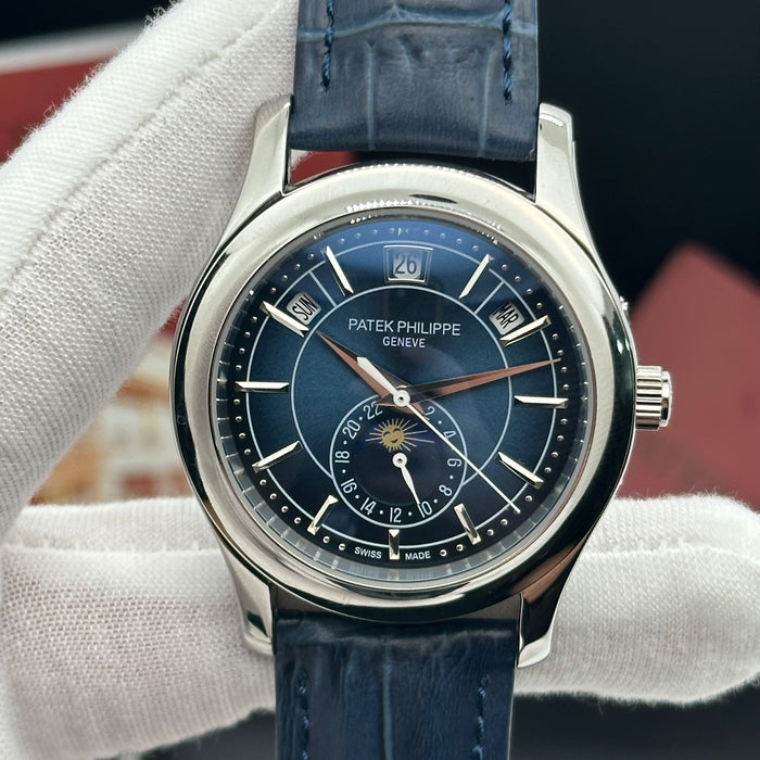 Patek Philippe Annual Calendar Moonphase Blue Dial – Leather Strap