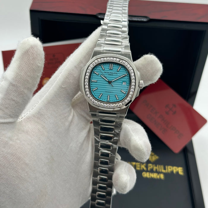 Patek Philippe Nautilus 40MM – Tiffany Blue Dial with Diamond Bezel (Stainless Steel)